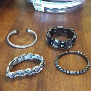 5 gray/black/silver bracelets
